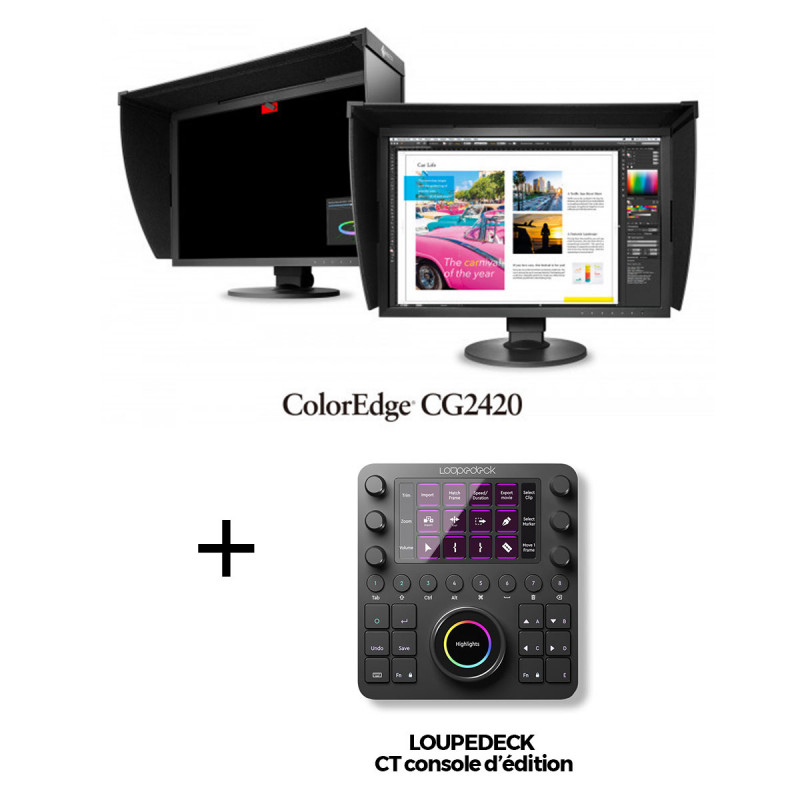 BUNDLE écran EIZO ColorEdge 24p CG2420 Noir (inclus sonde calibration + casquette) + LOUPEDECK CT console d'édition